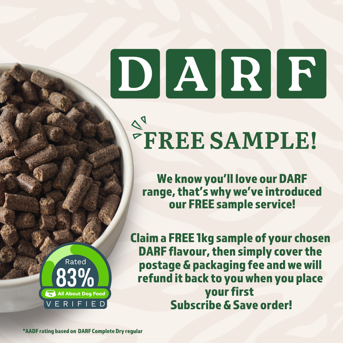 DARF Complete Dry Dog Food for Puppies (1kg Sample Pack)
