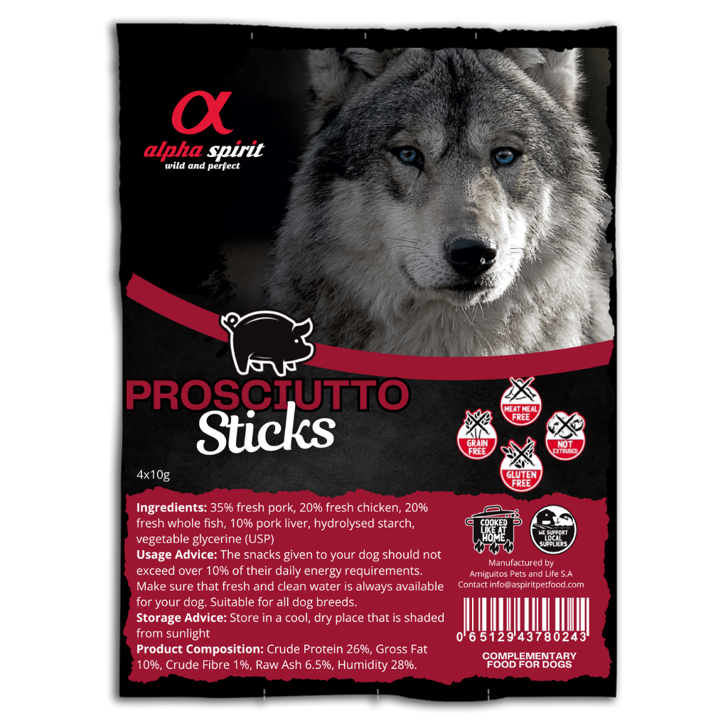Alpha Spirit Prosciutto Dog Treat Bar String (Includes 4 Bars)