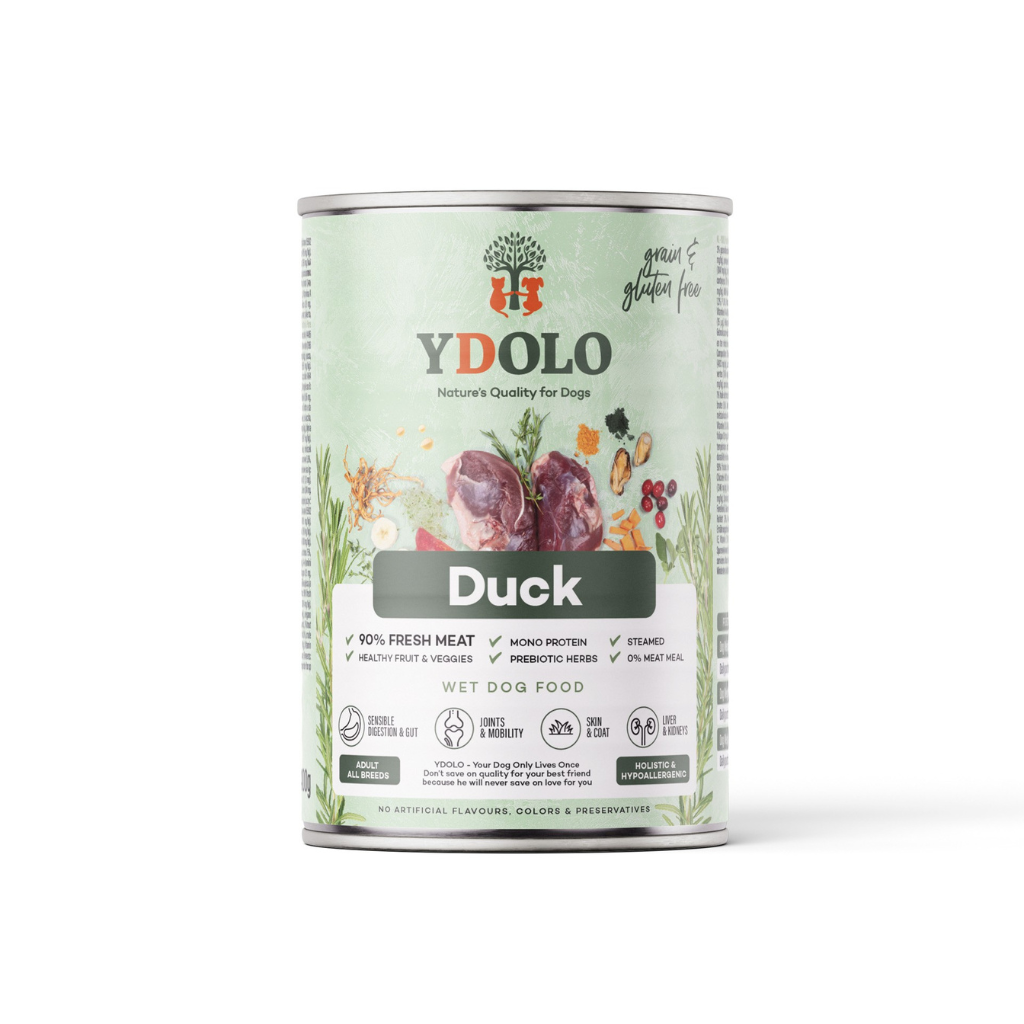 YDOLO Duck Complete Wet Food for Dogs – Healthy and Pure (6 x 400g)