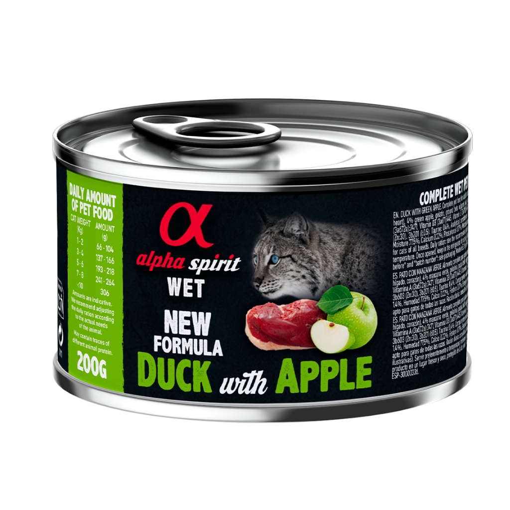 Alpha Spirit Duck with Green Apple Complete Wet Food Can for Cats (200g)
