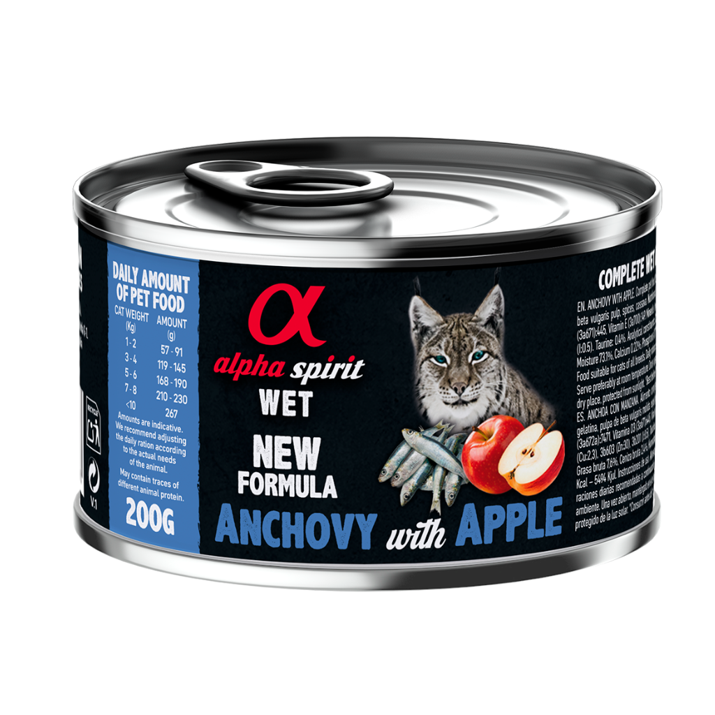 Alpha Spirit Anchovy with Red Apple Complete Wet Food Can for Cats (200g)