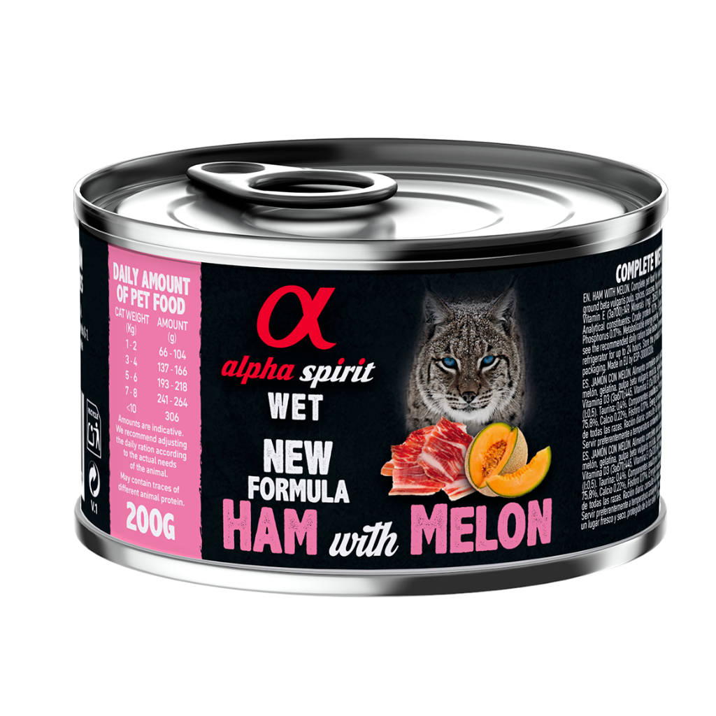 Alpha Spirit Ham with Melon Complete Wet Food Can for Cats (200g)