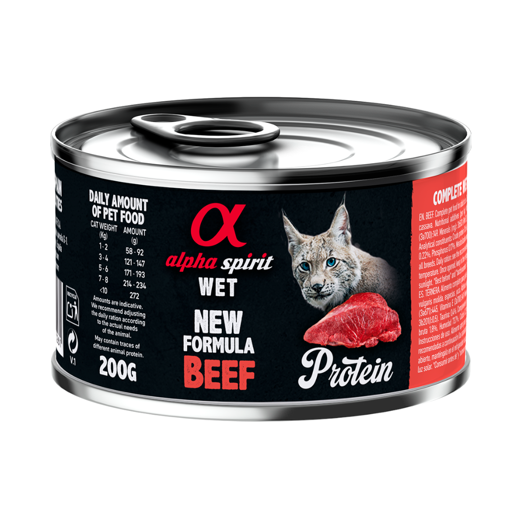 Alpha Spirit Beef Complete Wet Food Can for Cats (200g)