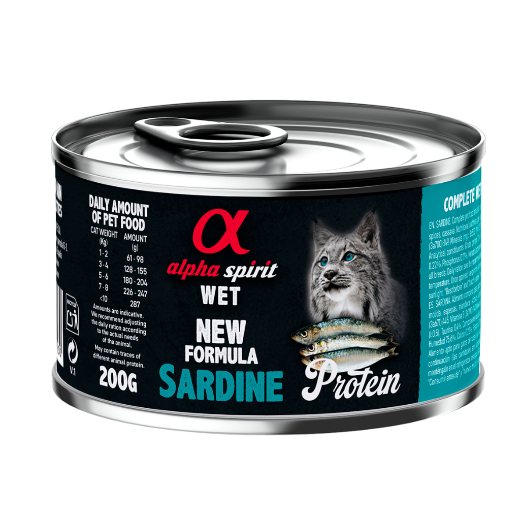 Alpha Spirit Sardine Complete Wet Food Can for Cats (200g)