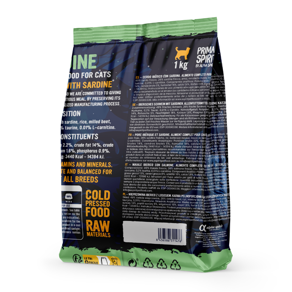 Primal Spirit Iberian Sardine Complete Dry Cat Food (1kg)