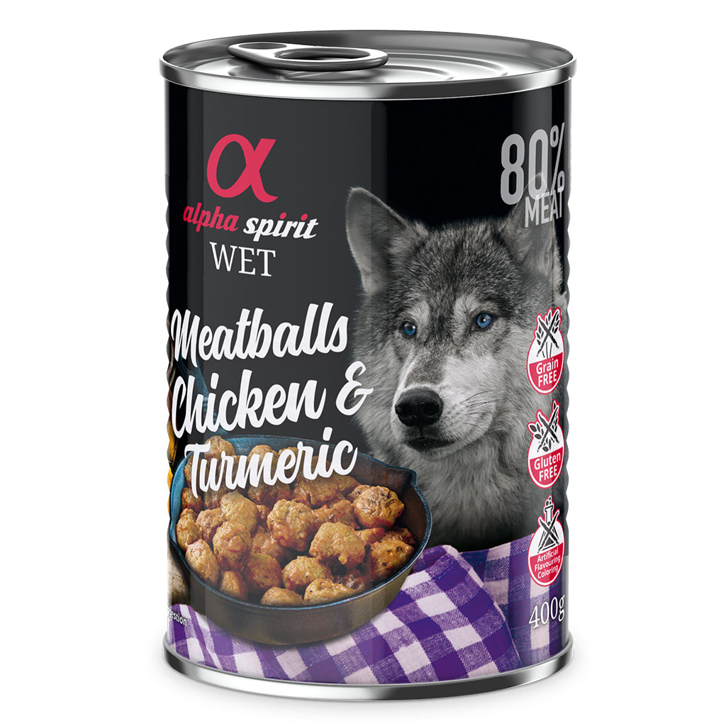 Alpha Spirit Chicken with Turmeric Canned Meatballs for Dogs (6 x 400g)