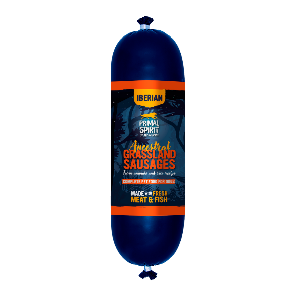 Primal Spirit Iberian Ancestral Grassland Complete Wet Sausage for Adult Dogs (1kg)