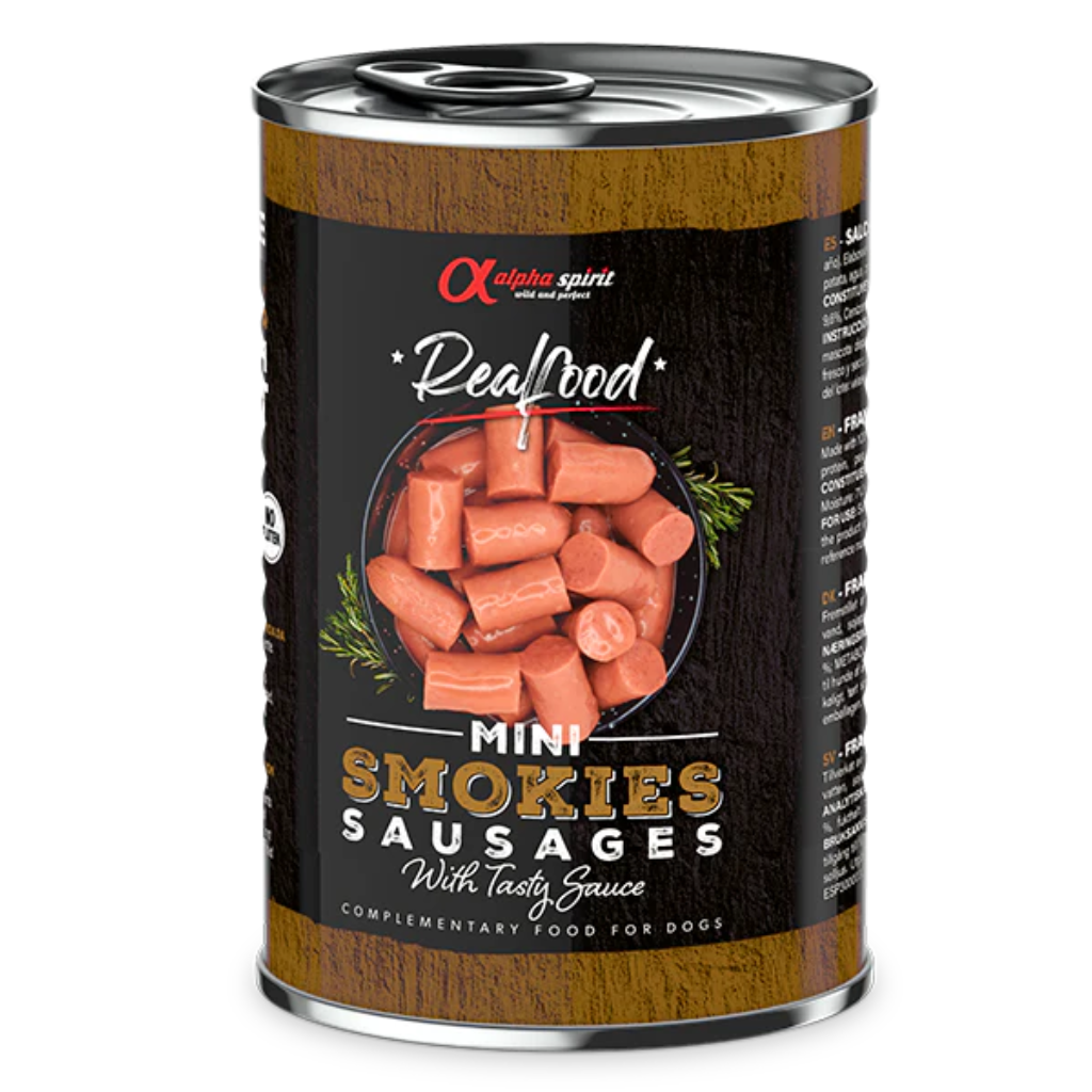 Alpha Spirit Realfood Smokies Mini Complementary Smoked Sausages for Dogs
