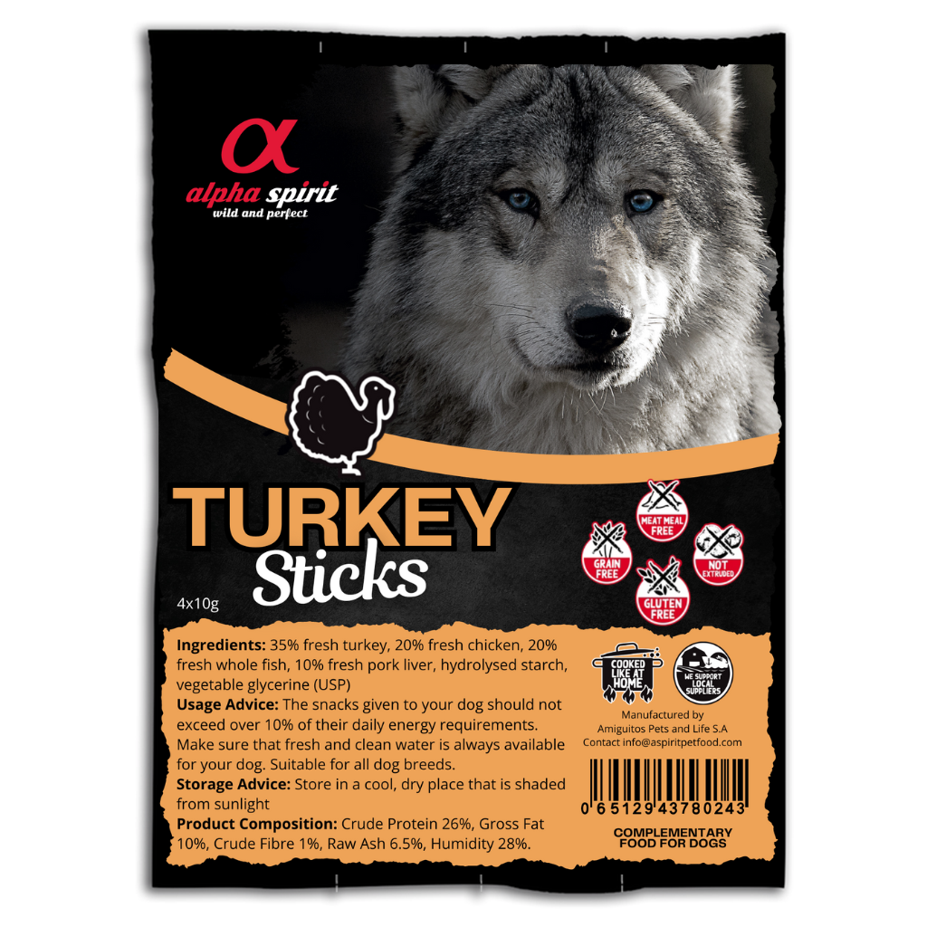 Alpha Spirit Turkey Dog Treat Bar String (Includes 4 Bars)