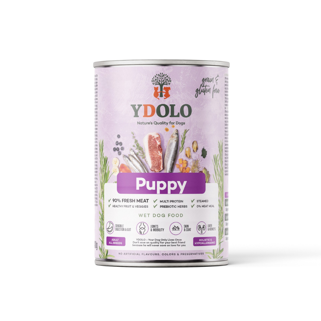 YDOLO Complete Wet Food for Puppies – Healthy and Pure (6 x 400g)