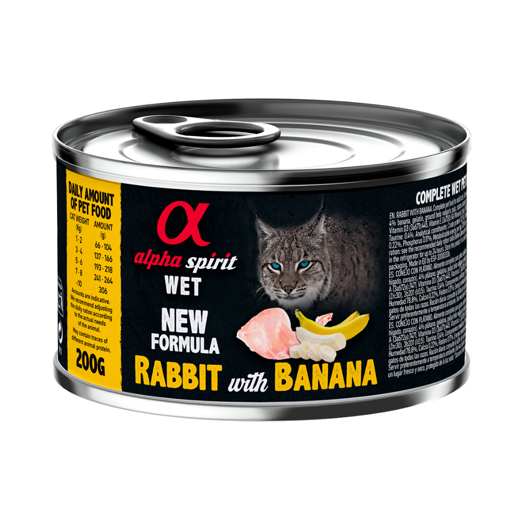 Alpha Spirit Rabbit with Banana Complete Wet Food Can for Cats (200g)