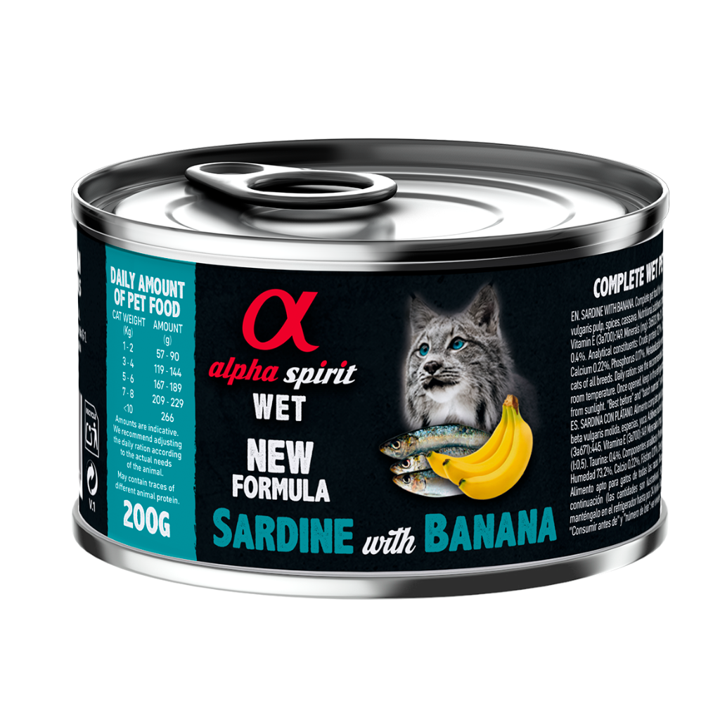 Alpha Spirit Sardine with Banana Complete Wet Food Can for Cats (200g)