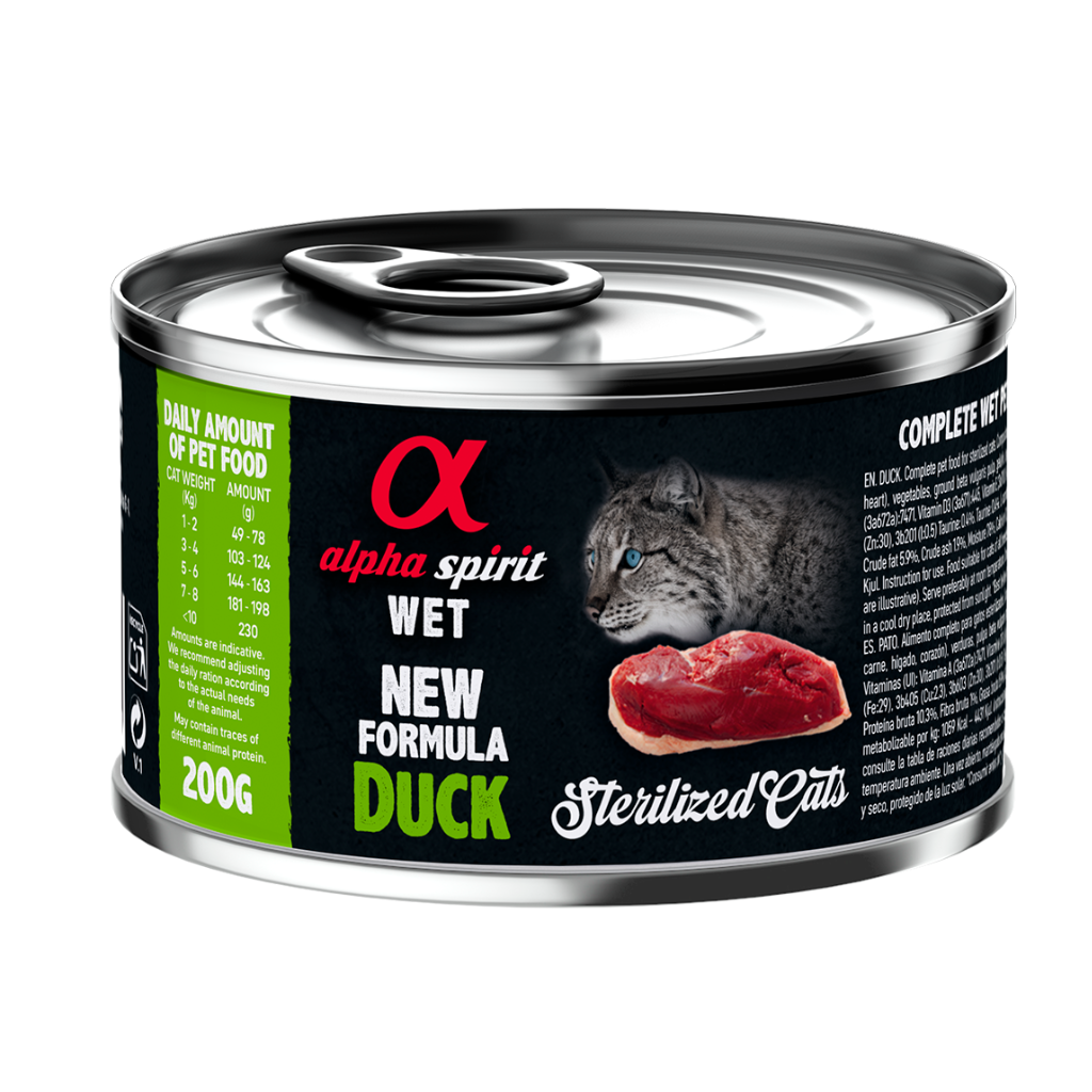 Alpha Spirit Duck Complete Wet Food Can for Sterilised Cats (200g)