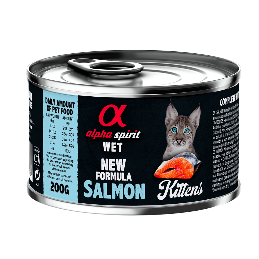 Alpha Spirit Salmon Complete Wet Food Can for Kittens (200g)
