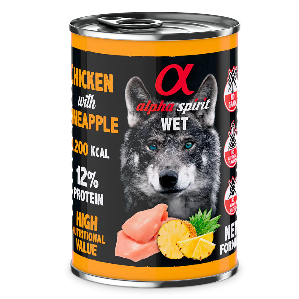 Alpha Spirit Chicken with Pineapple Complete Wet Canned Dog Food (6 x 400g)