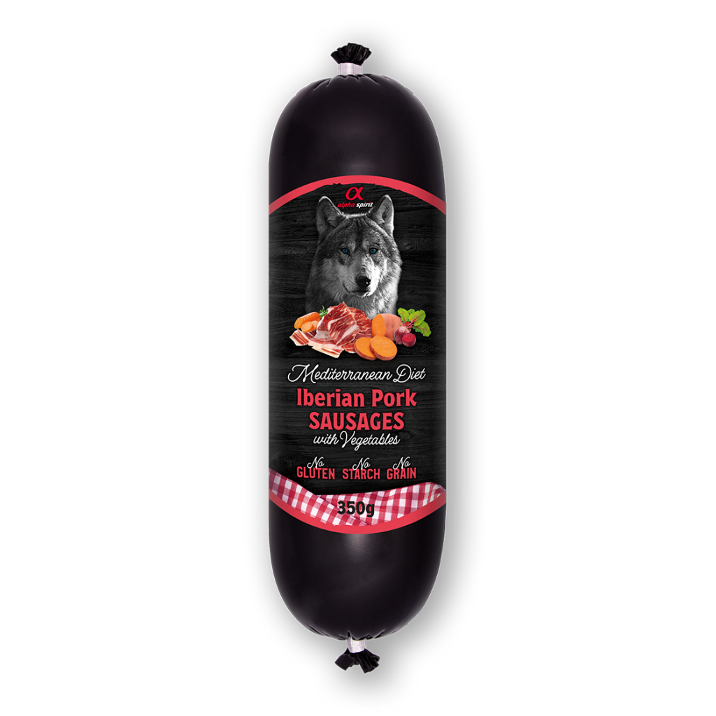 Alpha Spirit Mediterranean Diet Iberian Pork Complete Wet Sausage with Vegetables for Adult Dogs (150g & 350g)
