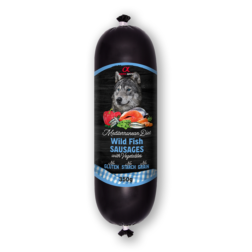 Alpha Spirit Mediterranean Diet Wild Fish Complete Wet Sausage with Vegetables for Adult Dogs (150g & 350g)
