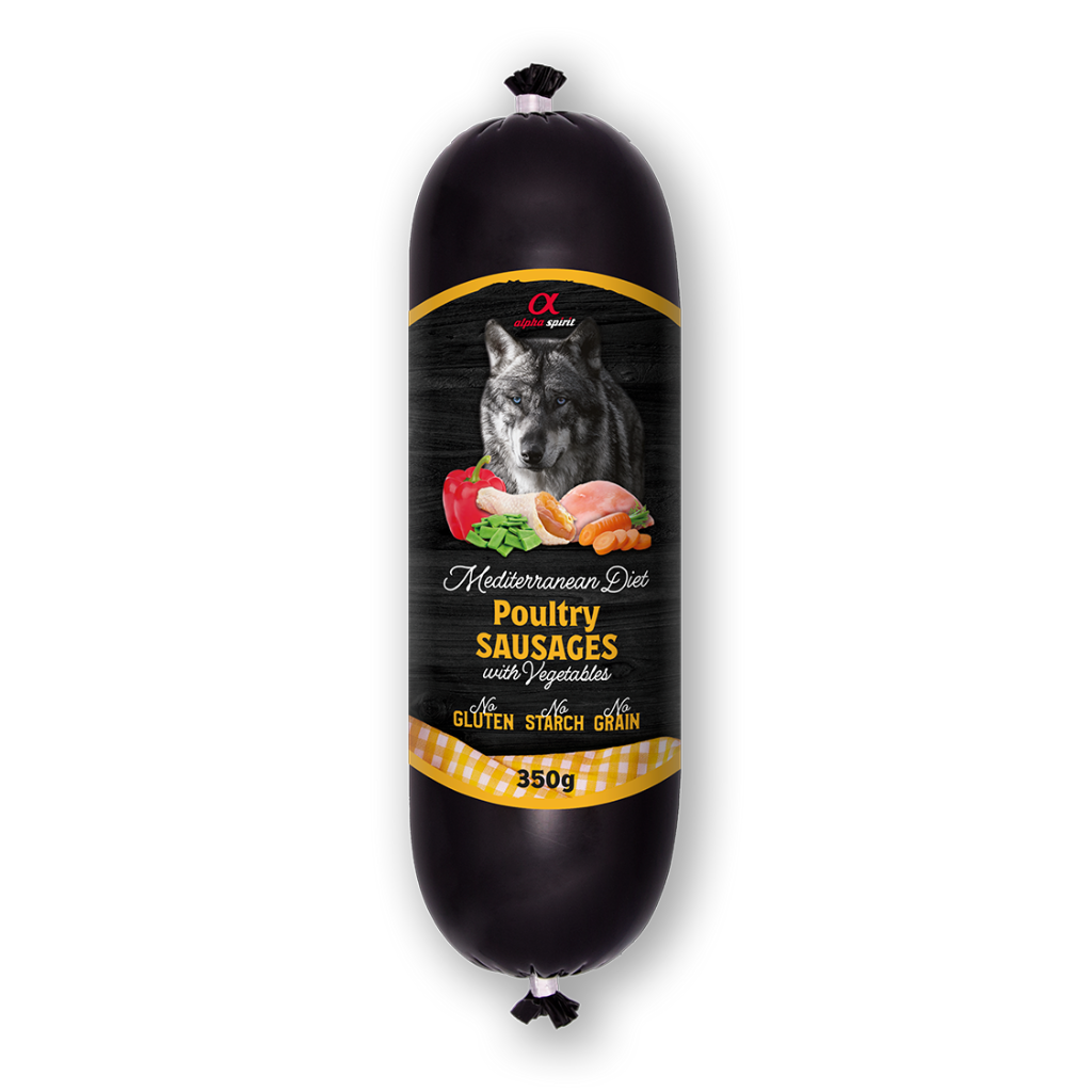 Alpha Spirit Mediterranean Diet Poultry Complete Wet Sausage with Vegetables for Adult Dogs (150g & 350g)