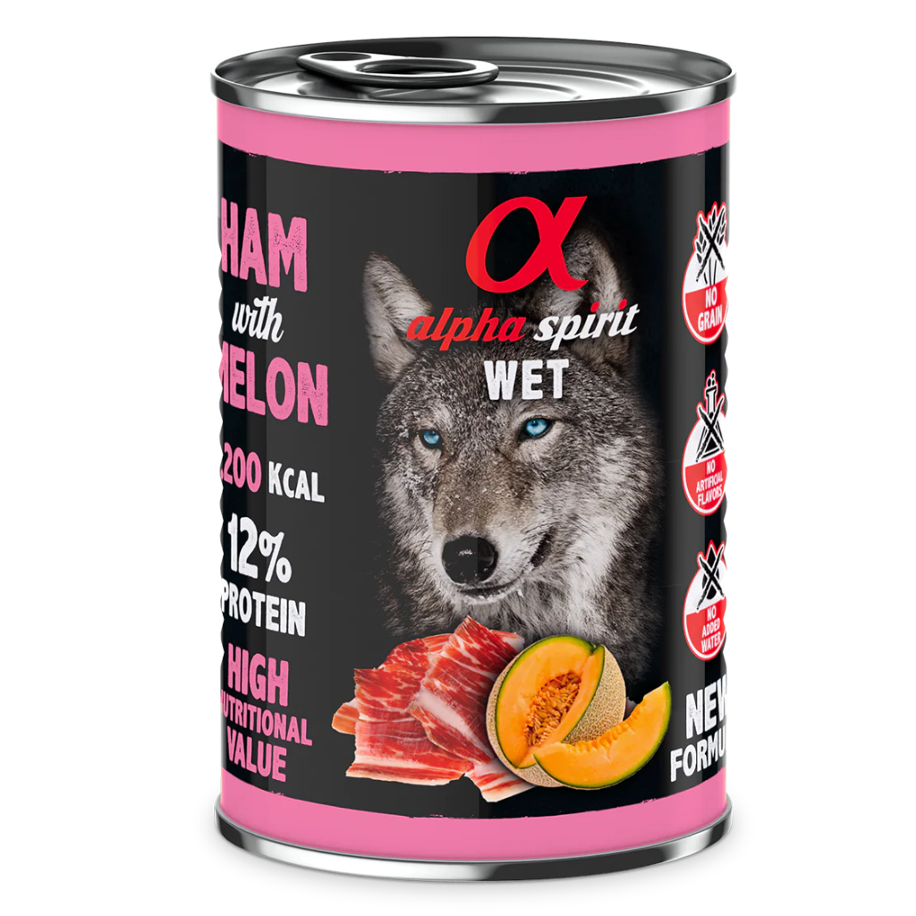 Alpha Spirit Ham with Melon Complete Wet Canned Dog Food (6 x 400g)