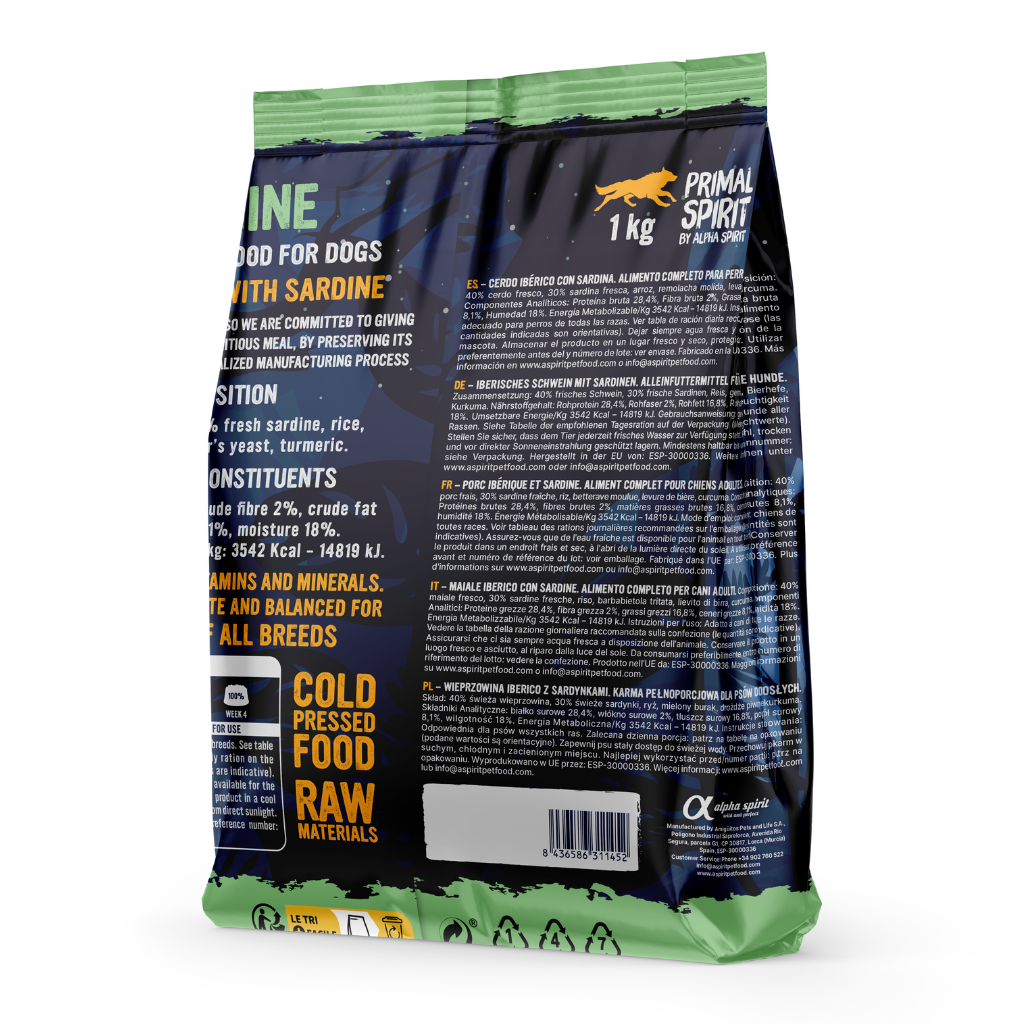 Primal Spirit Iberian Sardine Complete Dry Dog Food (1kg)