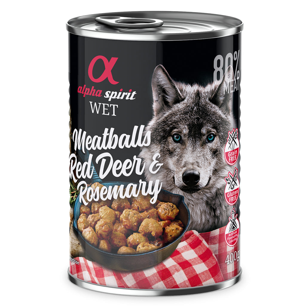 Alpha Spirit Deer with Rosemary Canned Meatballs for Dogs (6 x 400g)