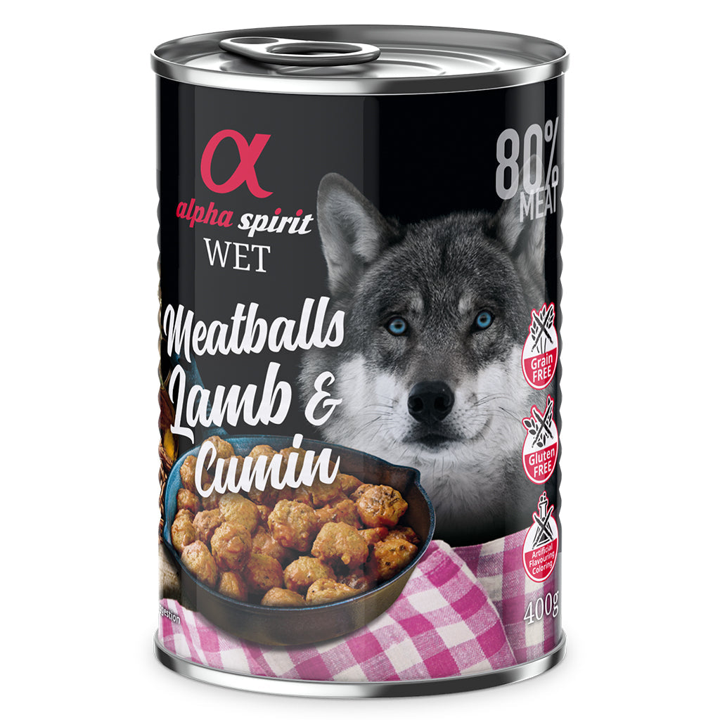 Alpha Spirit Lamb with Cumin Canned Meatballs for Dogs (6 x 400g)